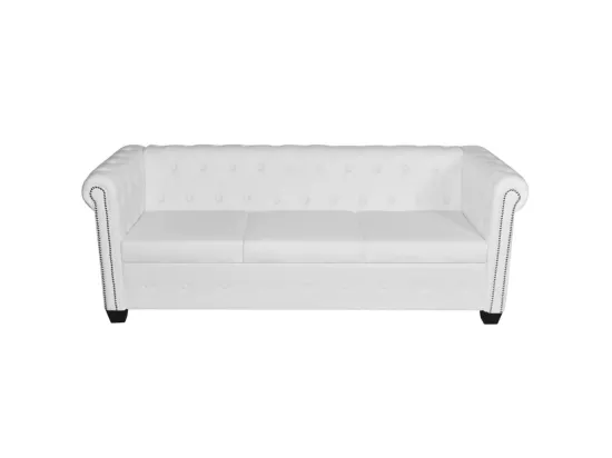 Canapé Chesterfield à 3 places cuir synthétique blanc