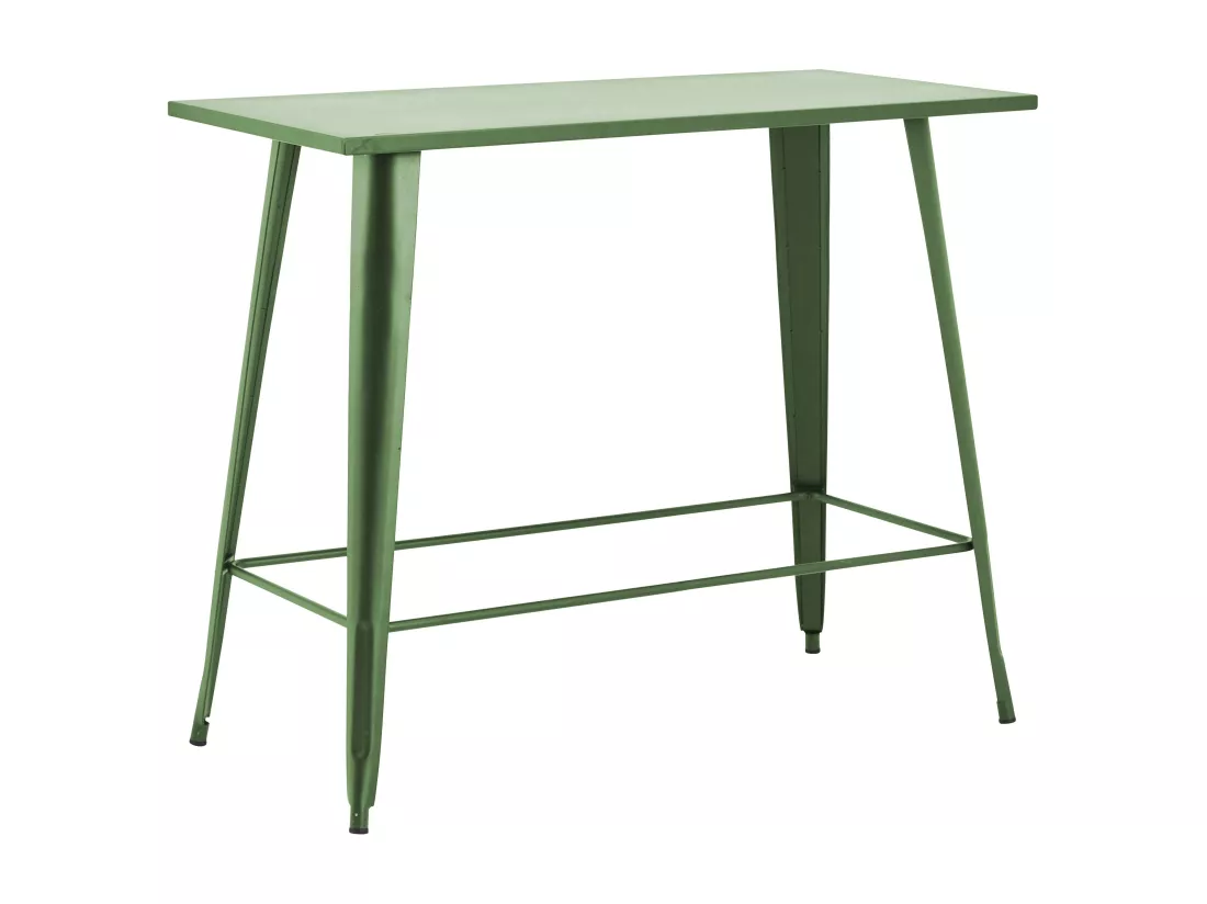 Table haute de jardin et 4 tabourets en métal vert cactus