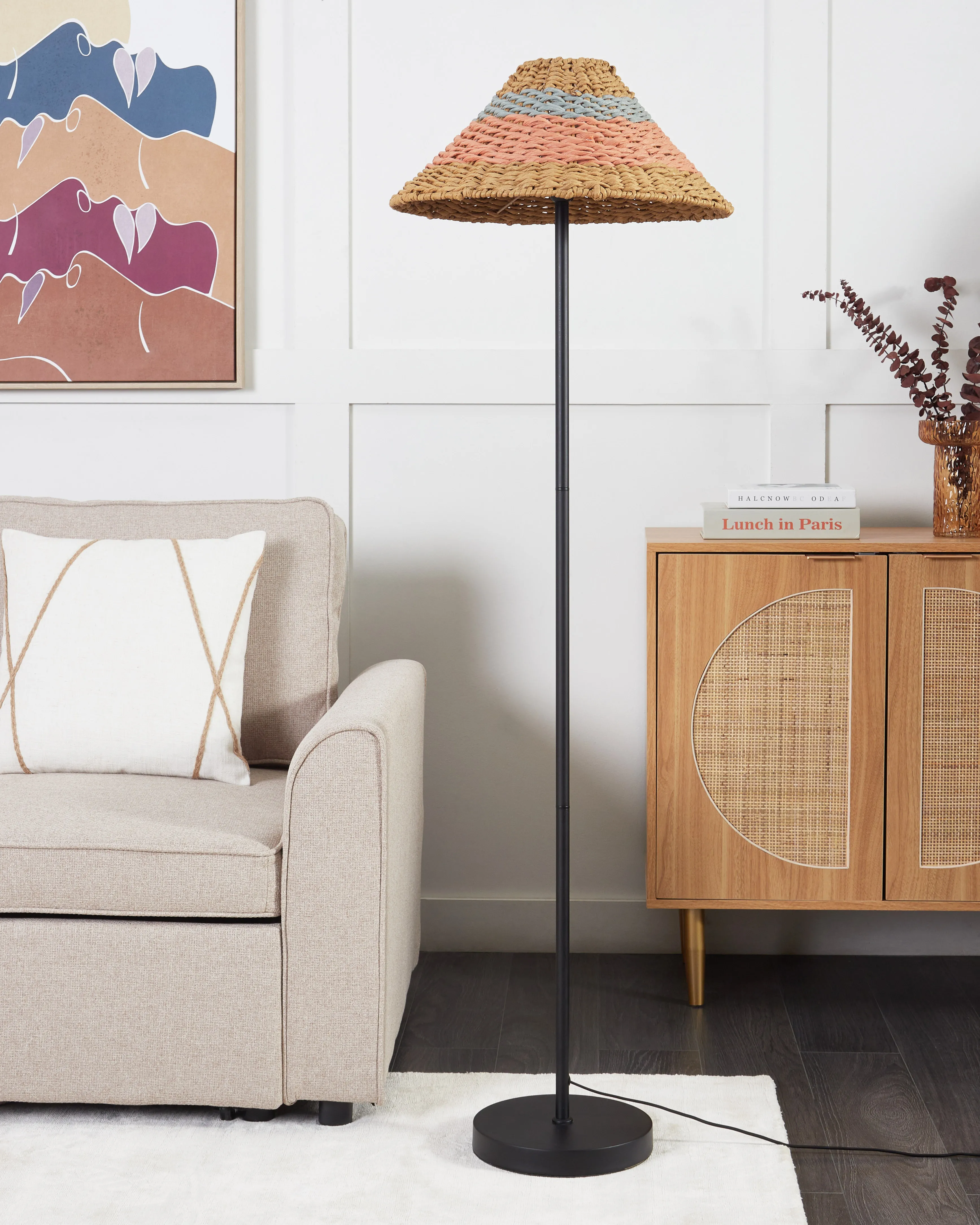 Staande lamp KYOGA Papierkoord Beige