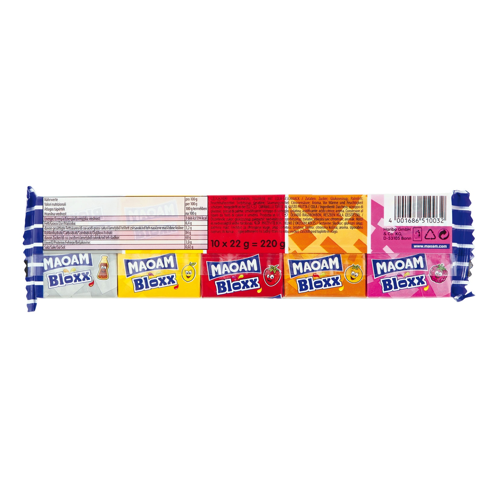 Maoam Kaubonbon 220 g, verschiedene Sorten, 48er Pack