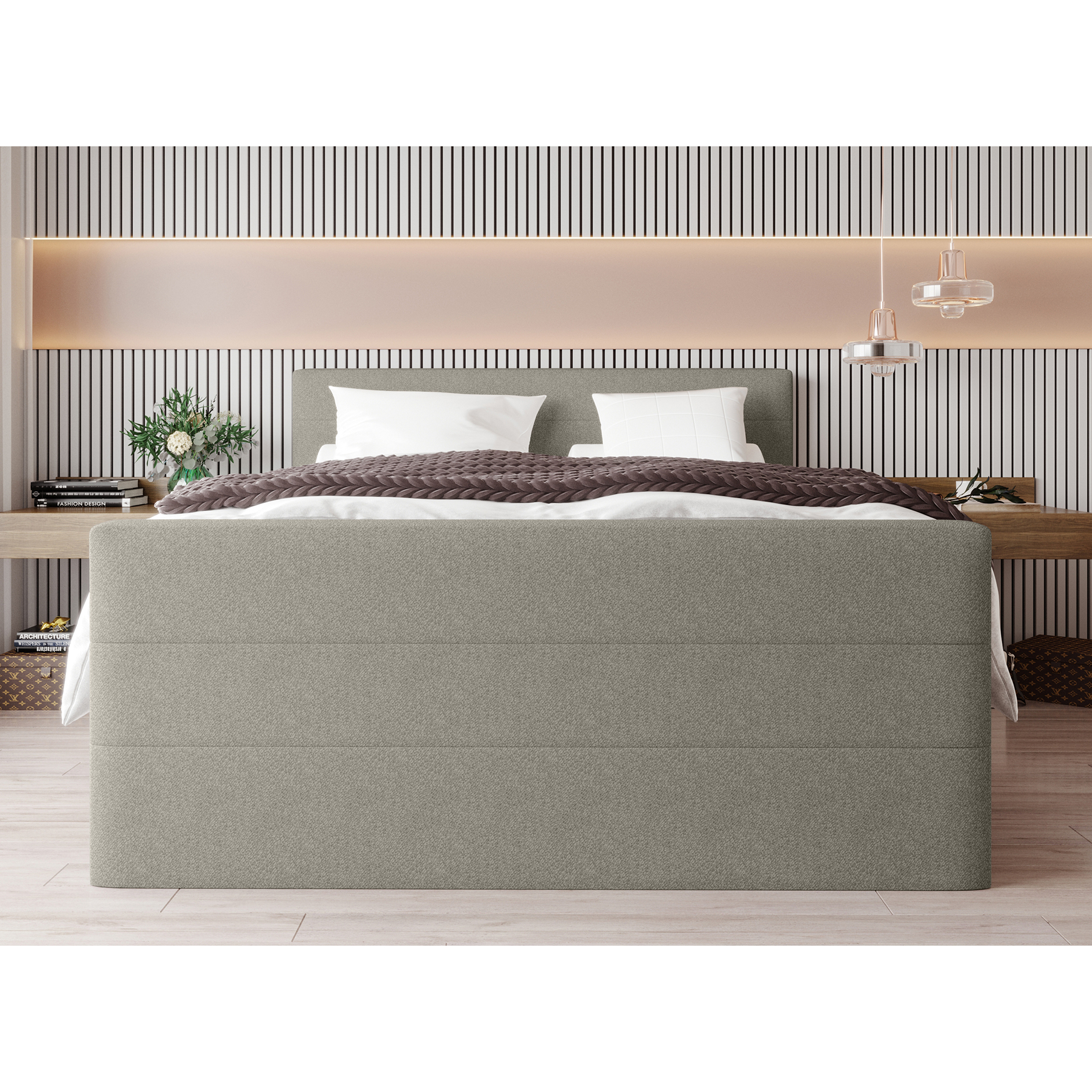 Boxspringbett - braun - inklusive Topper - 180x200 cm