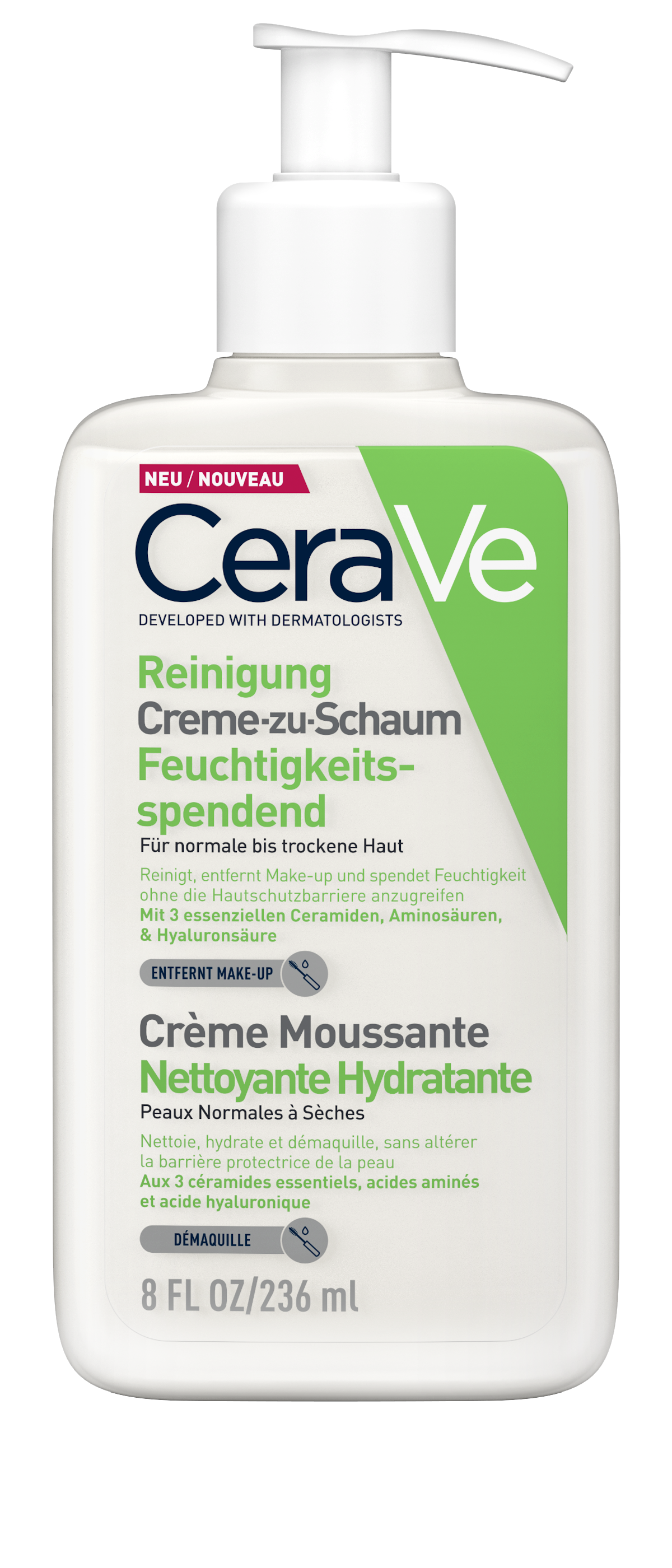 CERAVE Creme-zu-Schaum Reinigung Creme Hydratant Fl 236 ml