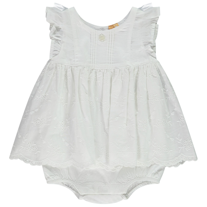 Robe body effet 2 en 1 avec broderie anglaise pour bébé fille