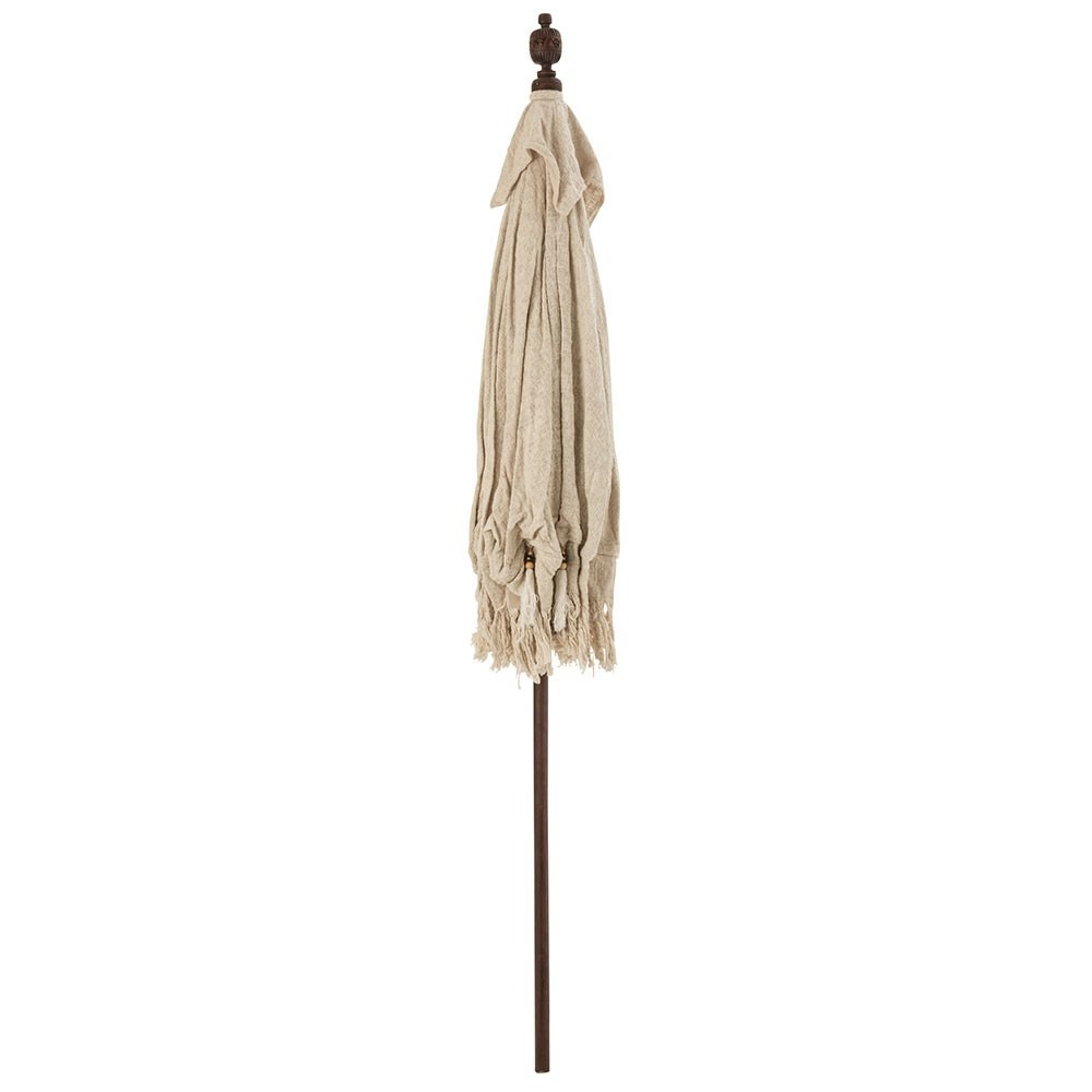 Parasol + pied floches/coquillages beige bois marron fonce l