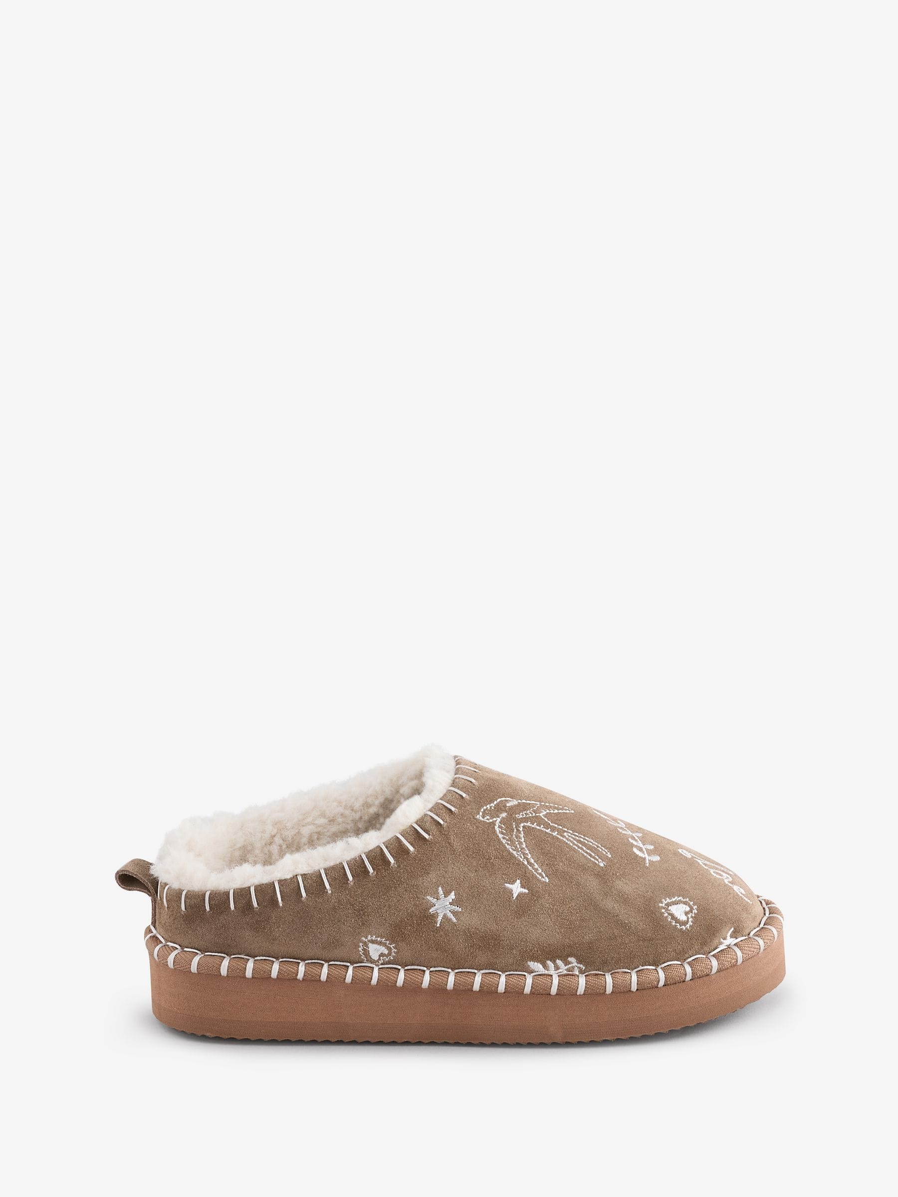 Never Fully Dressed Embroidered Mule Slippers