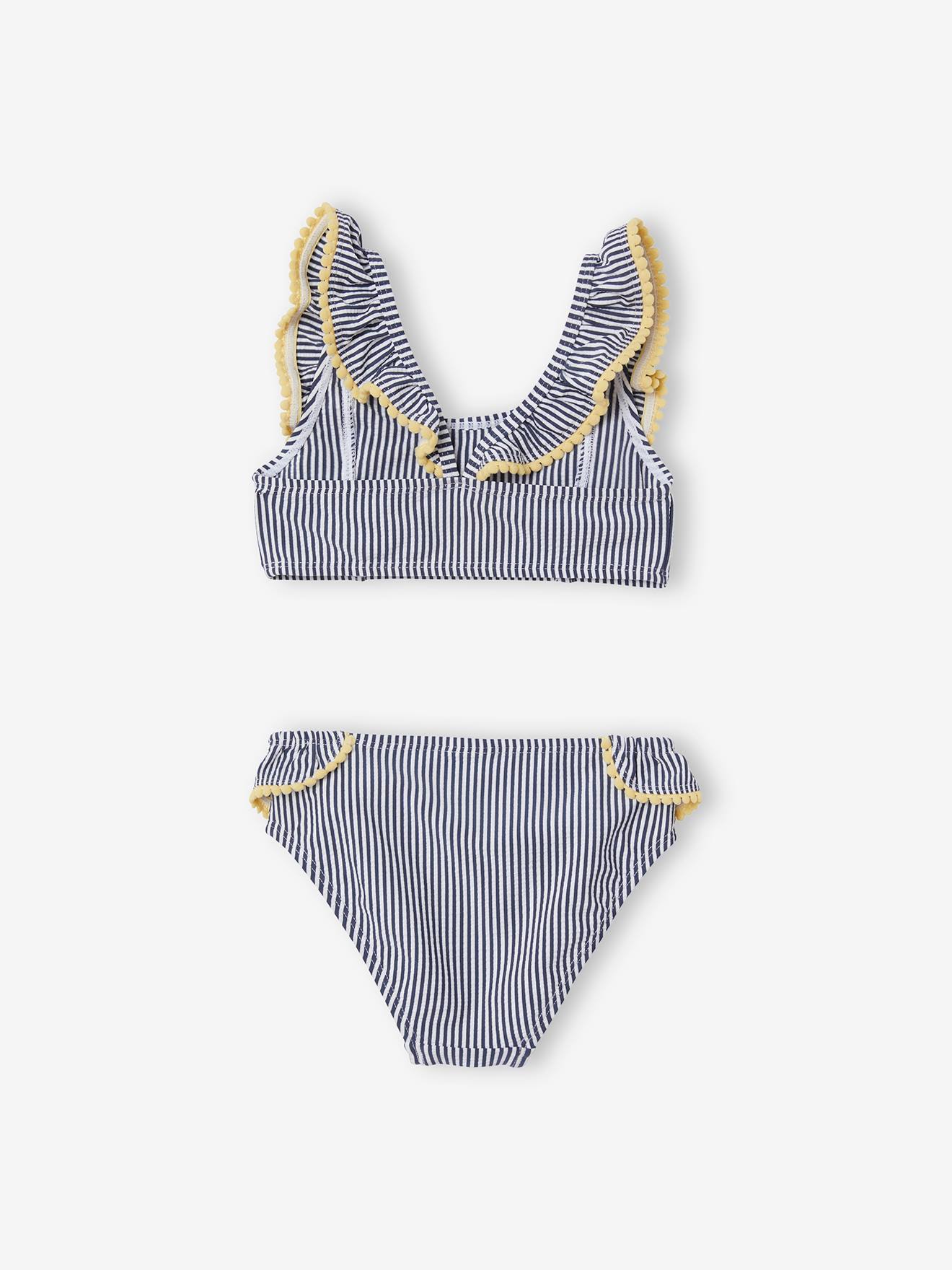 Biquíni listrado azul escuro para meninas