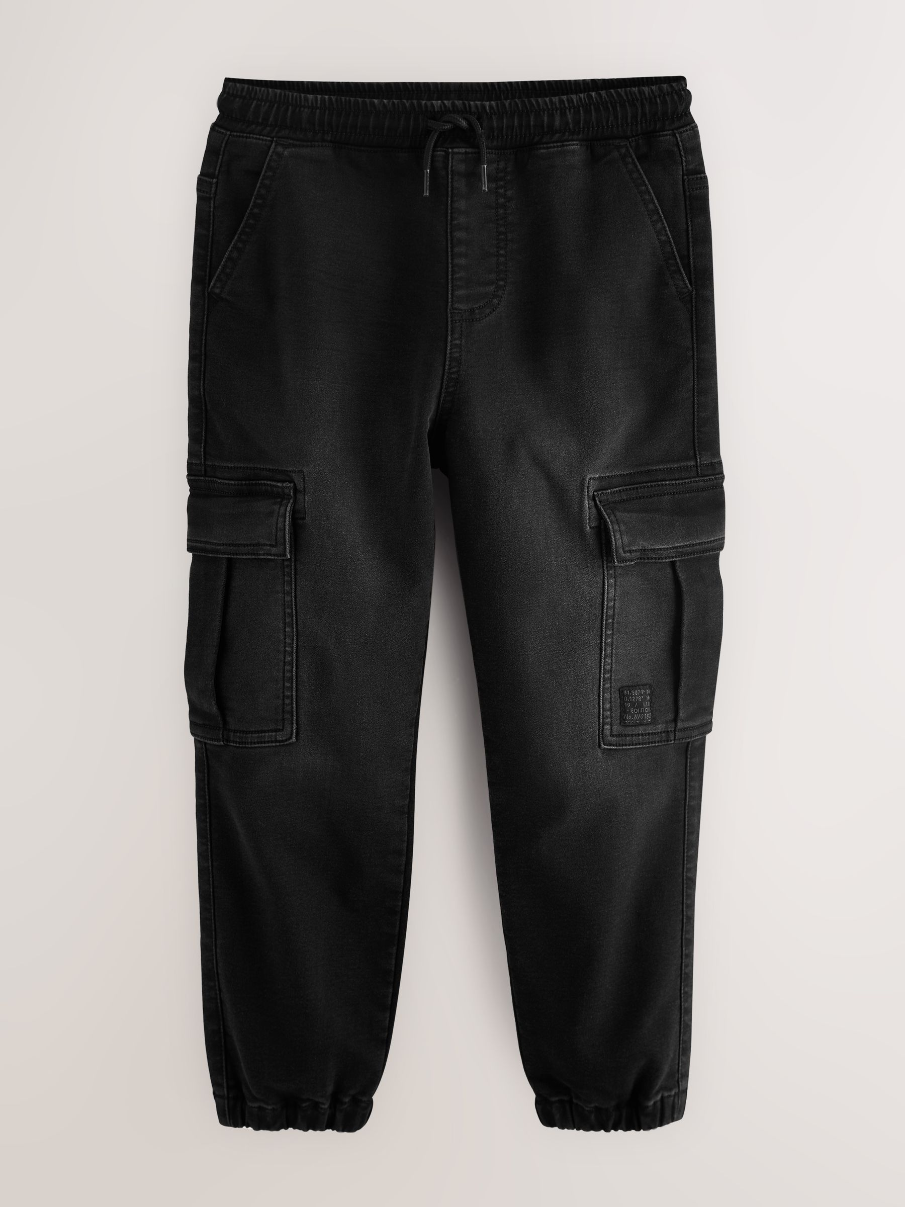 Zwart - Cargo jeans met elastische taille (3-16 jr)