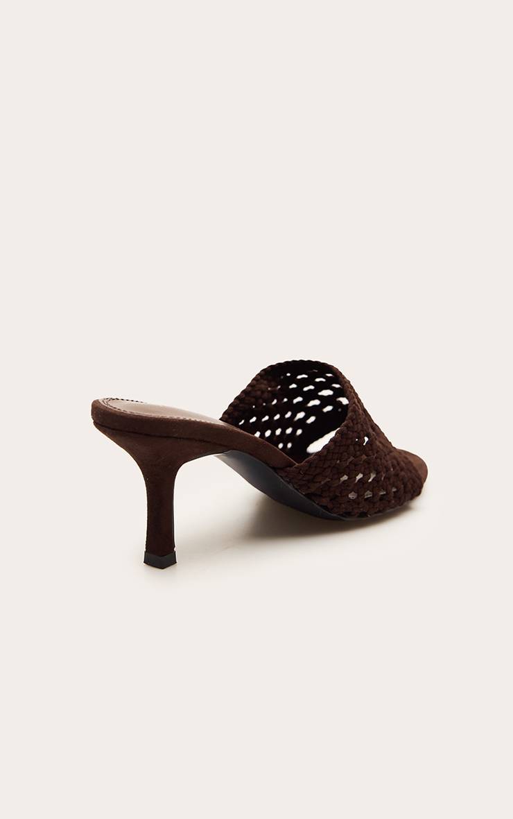 Chocolat Mules À Talon Moyen En Synthétique Tressée