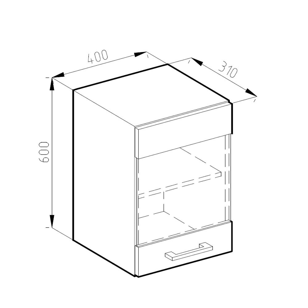 Vicco Glashängeschrank Küchenschrank Küchenmöbel R-Line J-Shape Anthrazit Weiß 40 cm modern