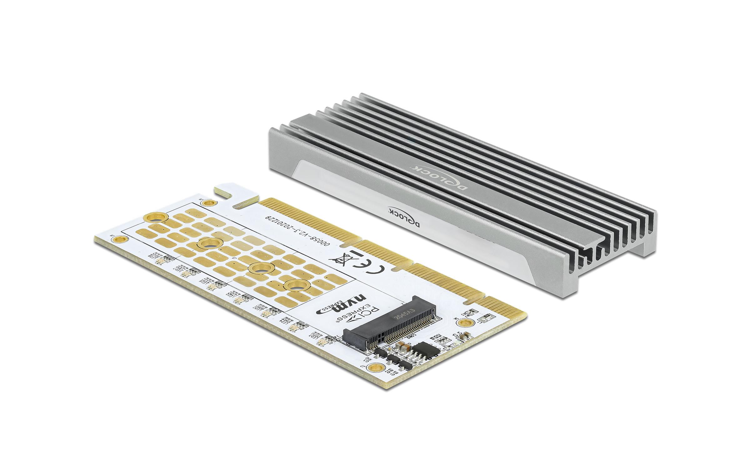 Host Bus Adapter PCI Express x16 - 1x NVMe M.2 Key MDelock PCI Express x16 (x1 / x4 / x8) Karte zu 1 x NVMe M.2 Key M mit LED Beleuchtung