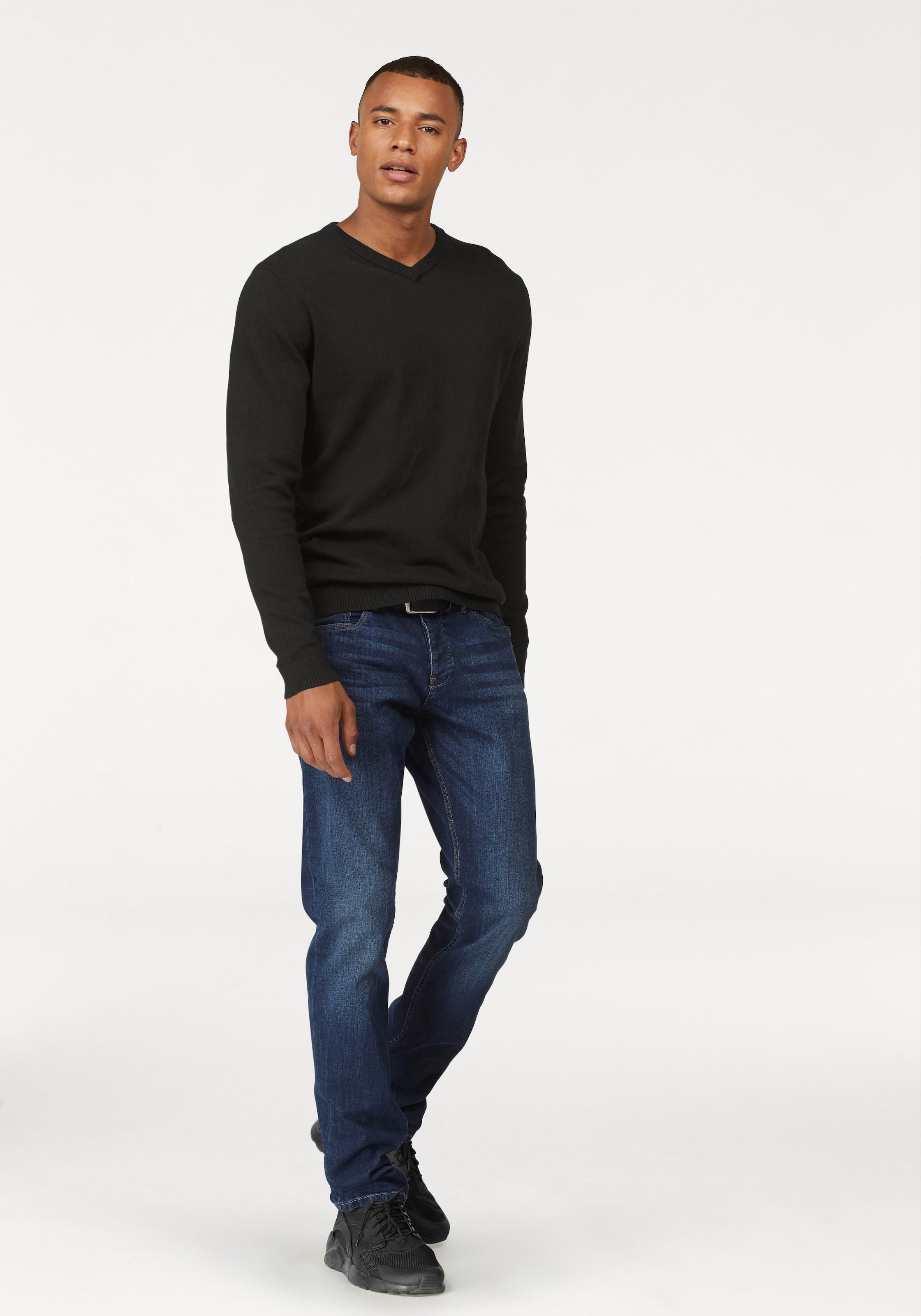 Jack & Jones V-Ausschnitt-Pullover »JJEBASIC mit V-Ausschnitt, ideal für Herbst und Alltag«, unifarben, modisch, slim fit, Baumwolle, V-Ausschnitt