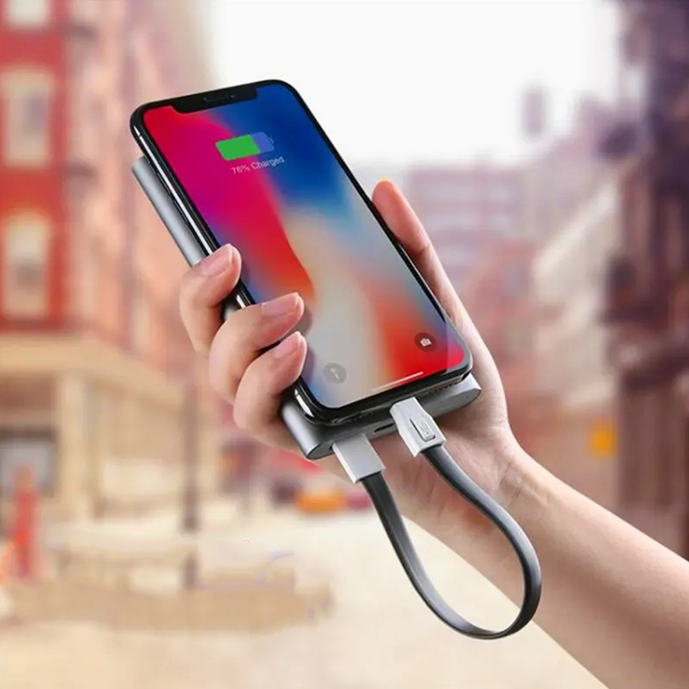 Schlüsselanhänger Ladekabel USB A auf Lightning Datenkabel mit Spaltring - Blau