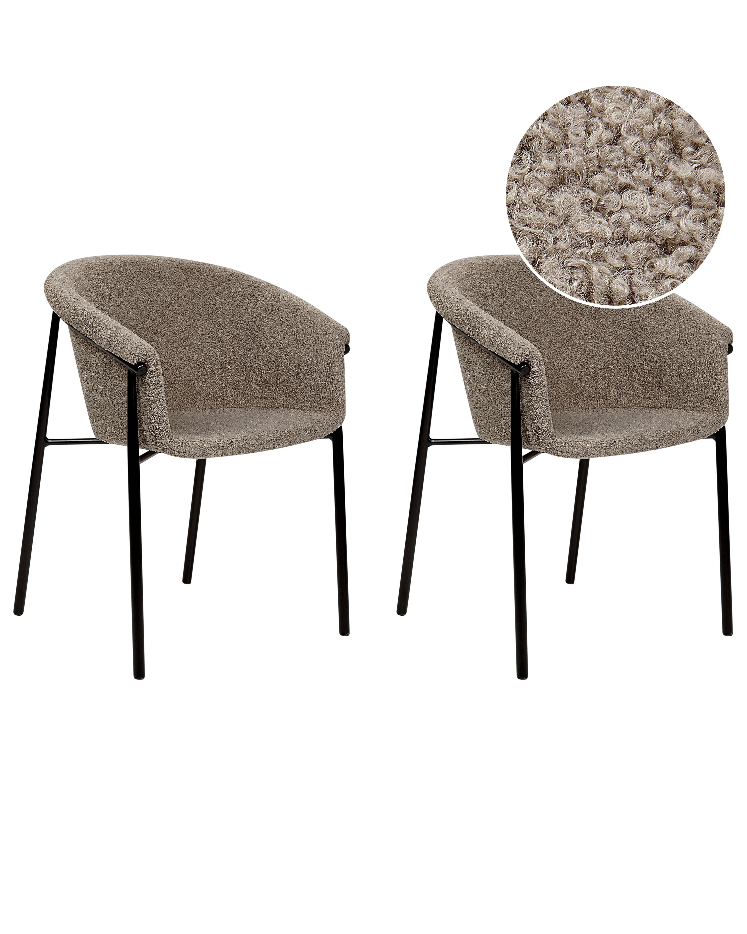 Set van 2 eetkamerstoelen AMES Bouclé Taupe