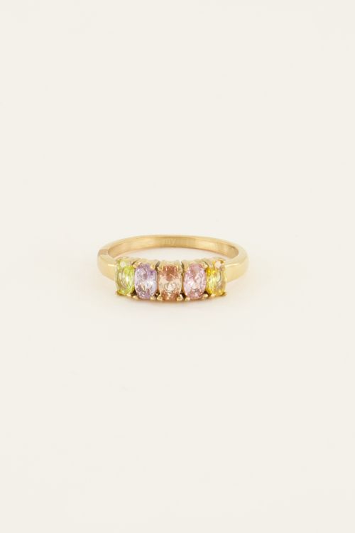 Cocktail statement ring met multikleur stenen
