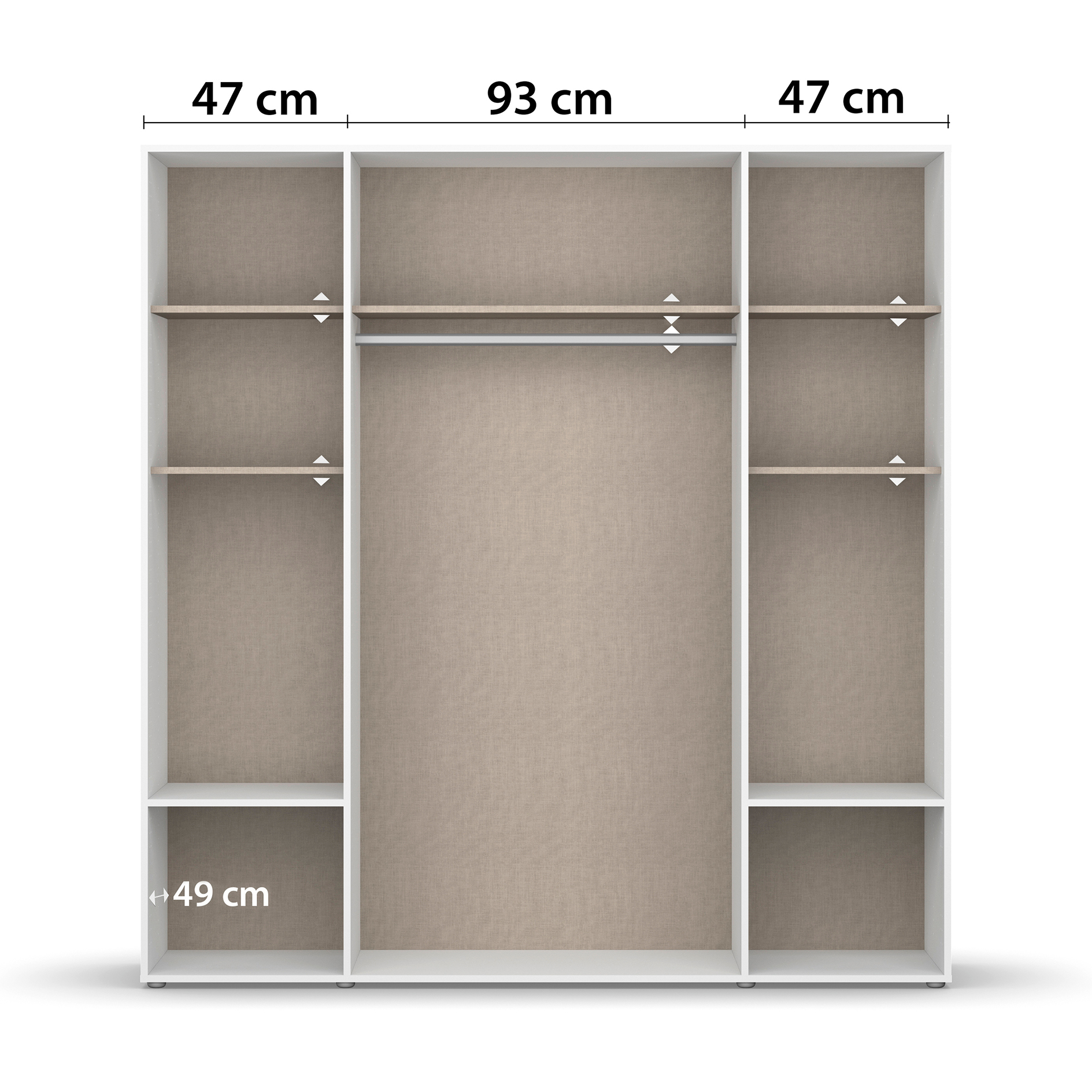 Drehtürenschrank - alpinweiß - grau metallic - 187 cm