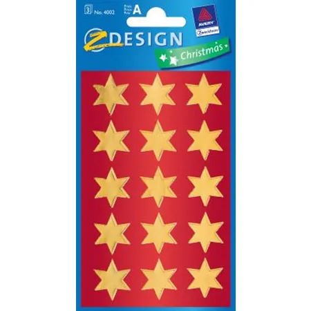 Avery Zweckform Weihnachtssticker Sterne, gold, Glanzfolie