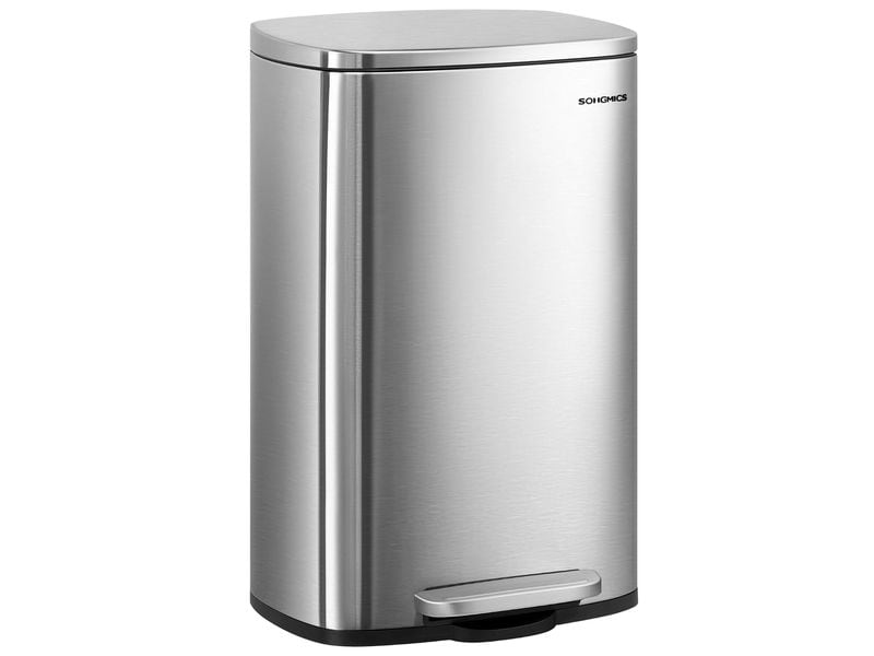 Songmics Abfalleimer 50 l, Silber Stylischer Treteimer