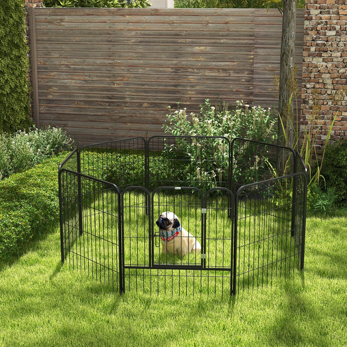 PawHut Huisdierenspeelpen, 80B x 80H cm, Metaal, Zwart