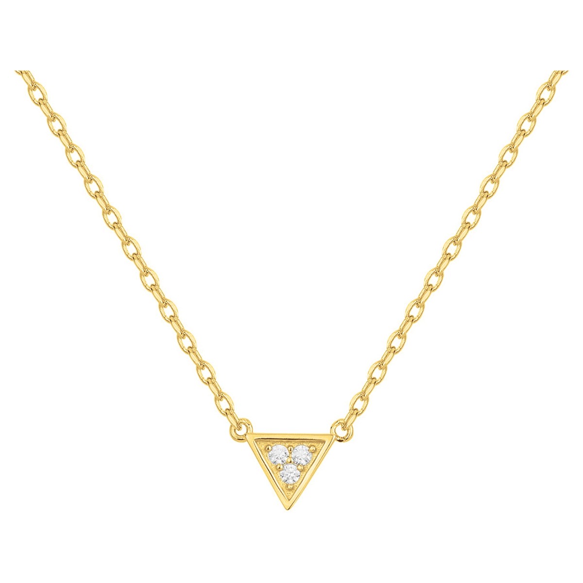 Collier mono-motif en Plaqué Or avec oxyde de zirconium blanc