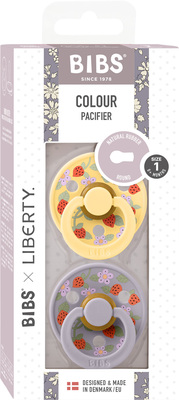 BIBS x Liberty Colour Strawberries Smokk 2-Pakk Lateks Str 1, Pale Butter Mix