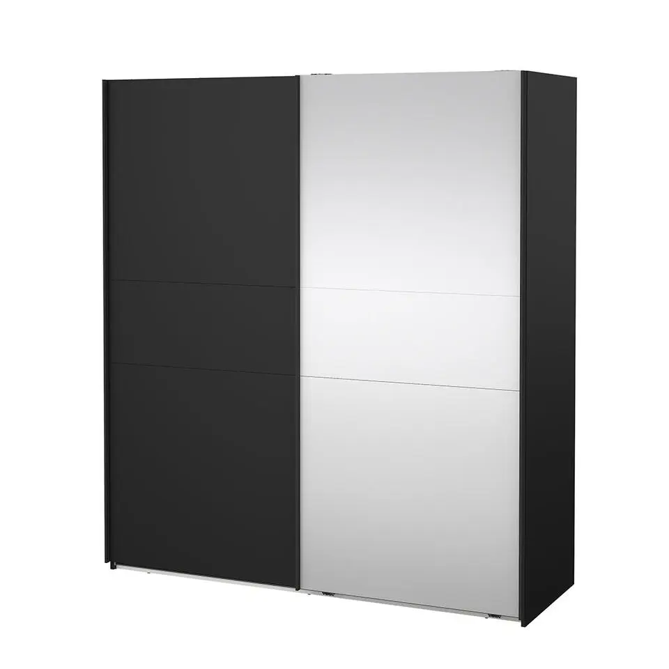 Hioshop Como schuifdeurkast 2 deuren 180x200cm mat zwart