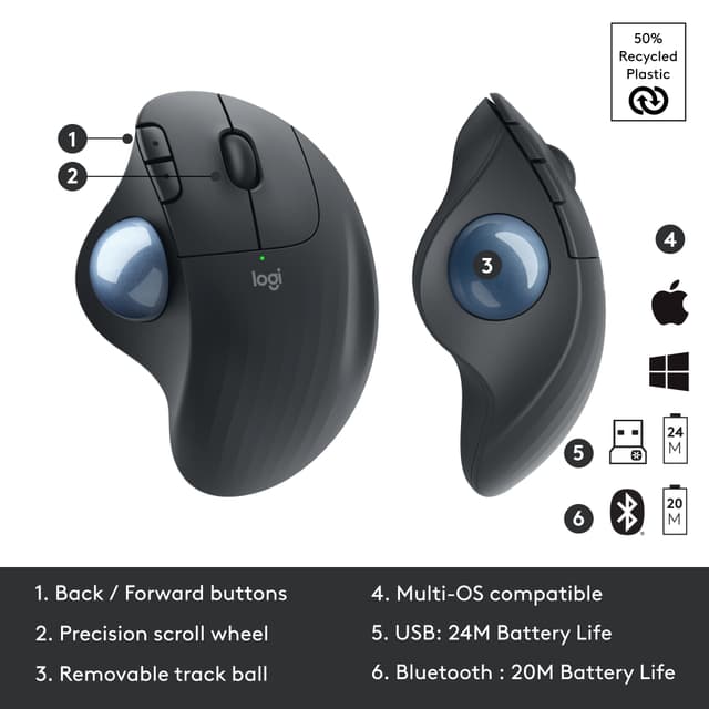 Logitech Ergo M575 mus (graphite)