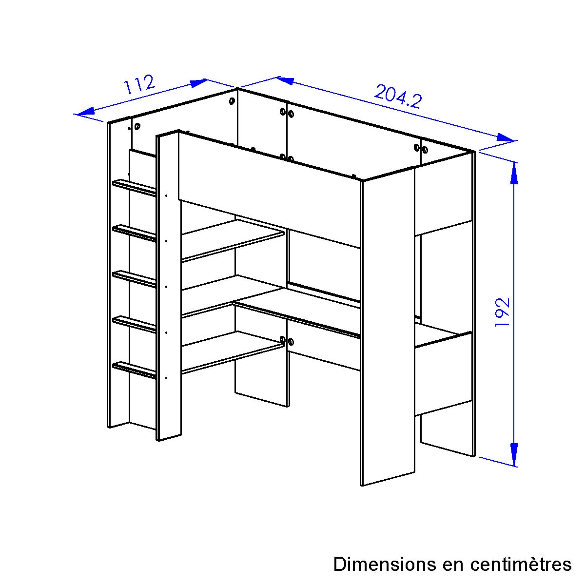 Gami Hochbett »Nael« Hochbett 90 / 200 mit Schreibtisch