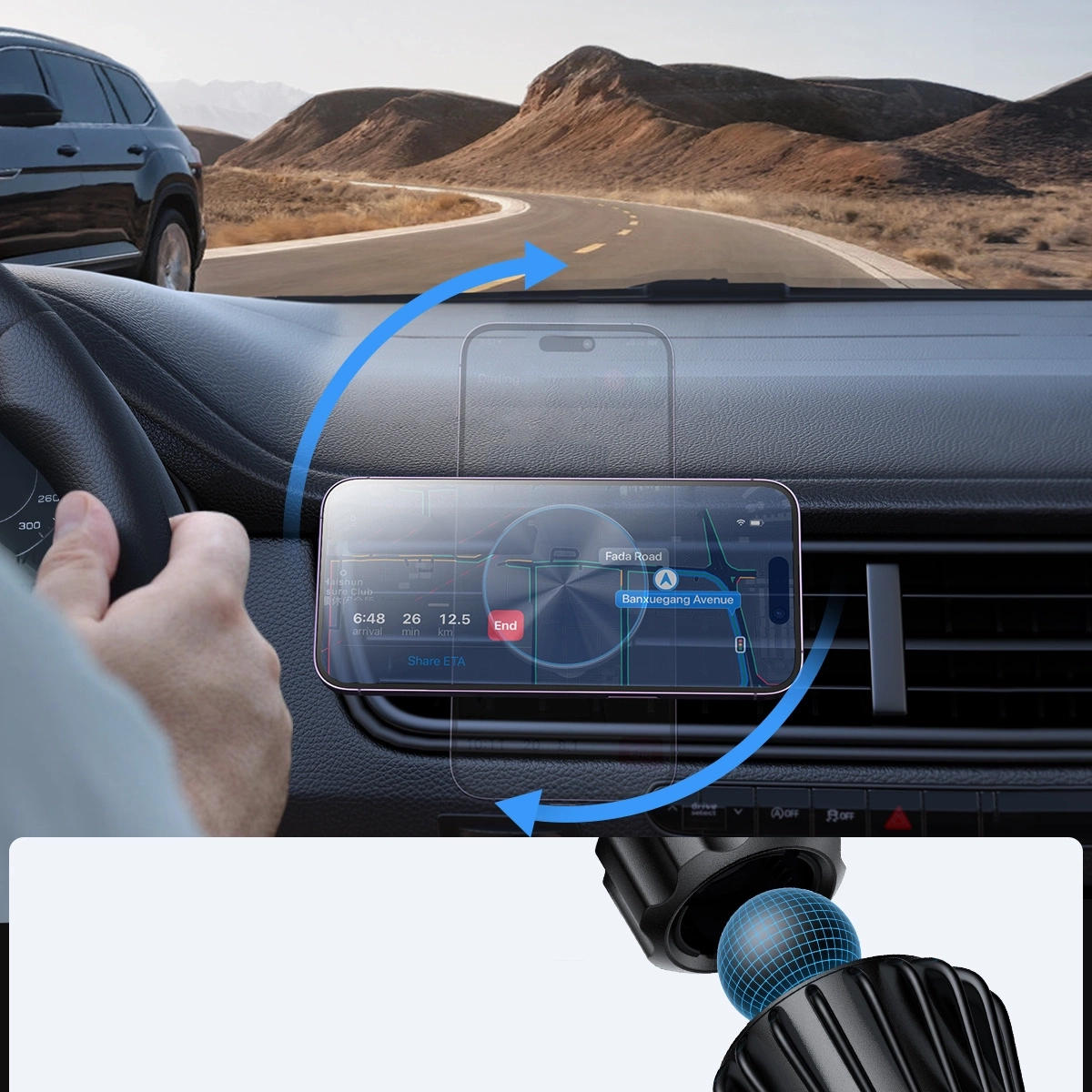 (15W) Auto KFZ Ladegerät MagSafe Handy Halterung für Lüftungsgitter Air Frame (JR-ZS240 Pro) - Schwarz
