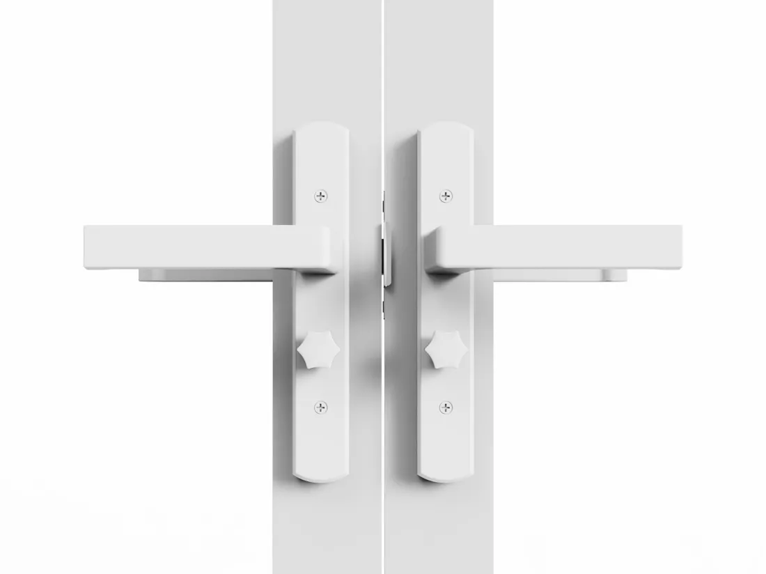 Bloc porte réversible à deux battants en aluminium et verre trempé - 2 x H204 x L73 cm - Blanc - LOXTON