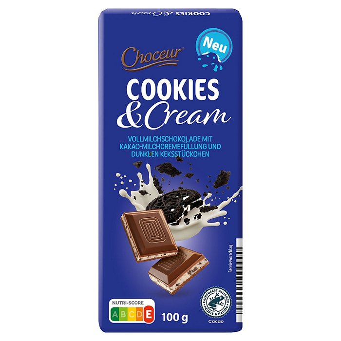 CHOCEUR Gefüllte Schokoladentafeln 100 g, Cookies & Cream