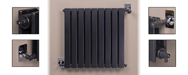 Kit robinet pour radiateur thermostatique 15x21 noir