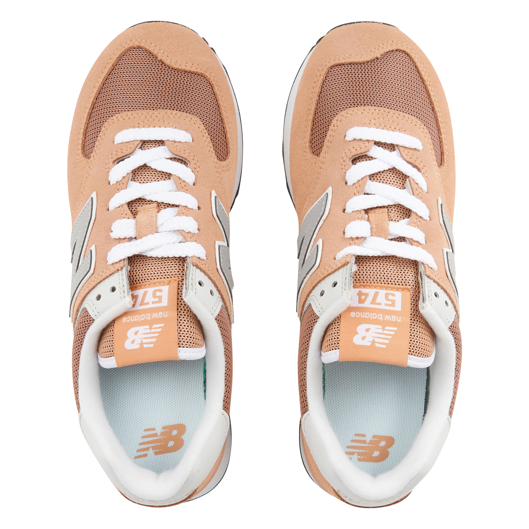 574 - Baskets basses en cuir mélangé | Orange