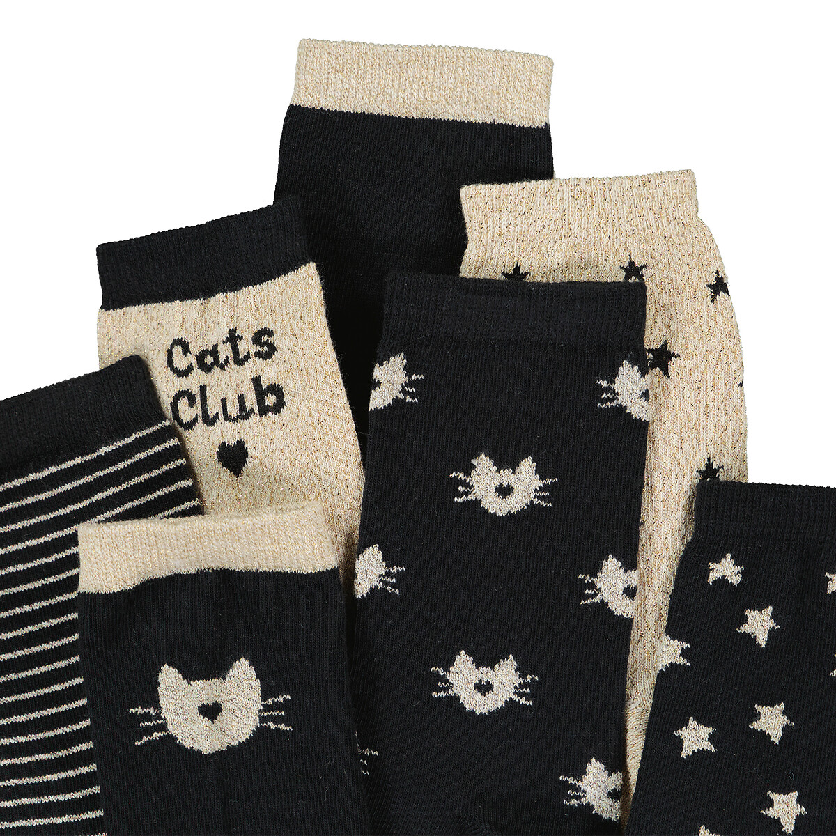 COLEÇÃO LA REDOUTE<br>Conjunto de 7 pares de meias com estampa de gato