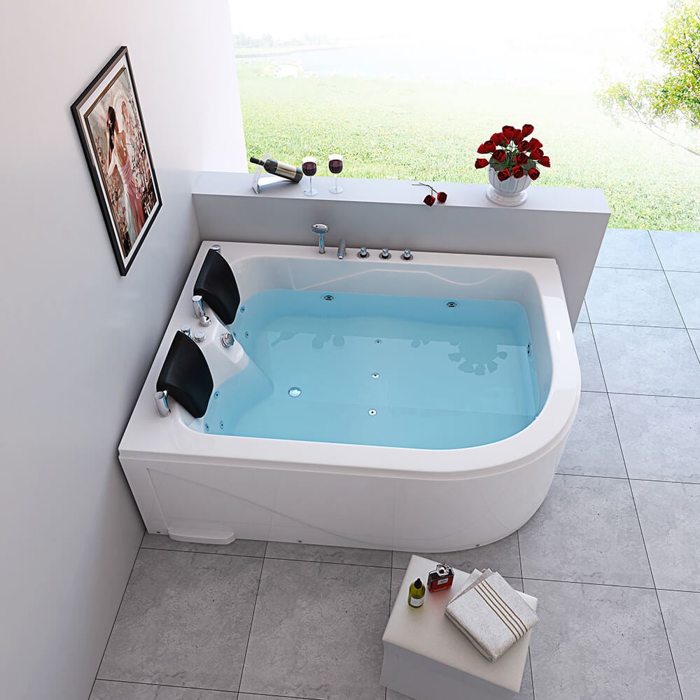 Home Deluxe - Whirlpool - BLUE OCEAN XL Rechts, Wit, Afmetingen: 180 x 120 x 65 cm - incl. nekkussen, fittingen en whirlpoolpomp | Whirlpool voor 2 personen, Indoor SPA, Hoekbad