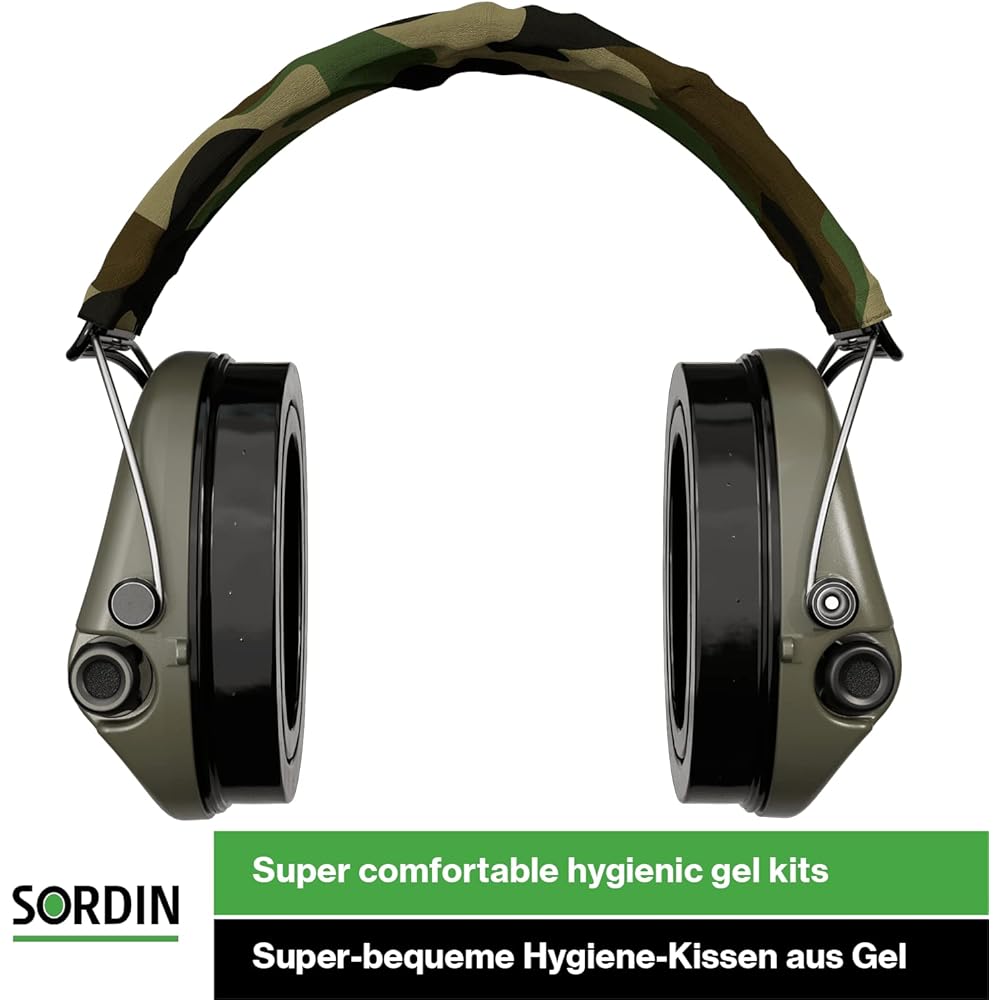 Sordin Pro X LED Casques Antibruit électroniques à Forte Atténuation 75302-X-07 - Protection Auditive - Coussins en Gel - Coques d'oreilles Vertes : Bricolage