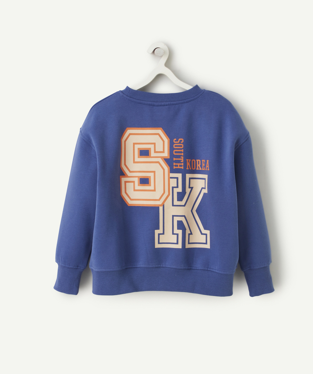 SWEAT GARÇON EN FIBRES RECYCLÉES VIOLET AVEC MOTIFS THÈME KOREA