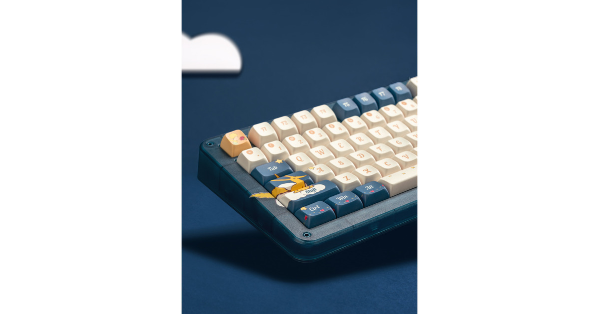 IqunixZX75 Sky Encounter Wireless Mechanical Keyboard, gaming toetsenbord  (Blauw/wit, US lay-out, IQUNIX Silent Rose, RGB leds, 75%, Hot-swappable, Double-shot PBT, 2.4GHz | Bluetooth 5.1 | USB-C)