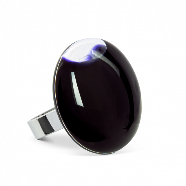 Bague en verre soufflé - Galet Medium Milk