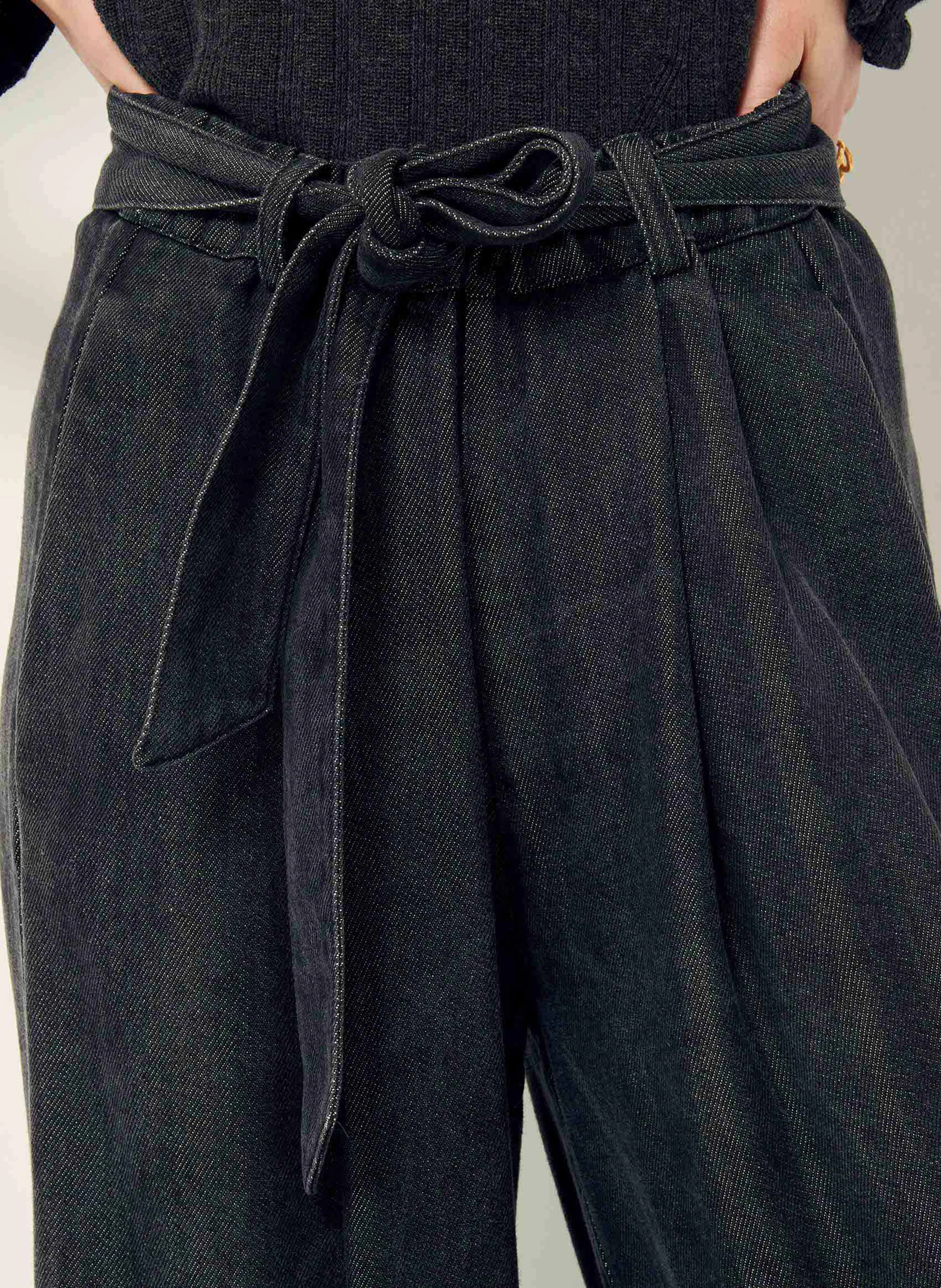 RINIM - Pantalon large taille haute | Noir