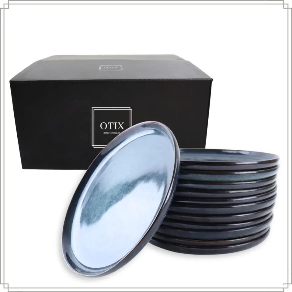 OTIX Dinerborden Bordenset 12 Persoons 26cm Blauw Aardewerk EBONY