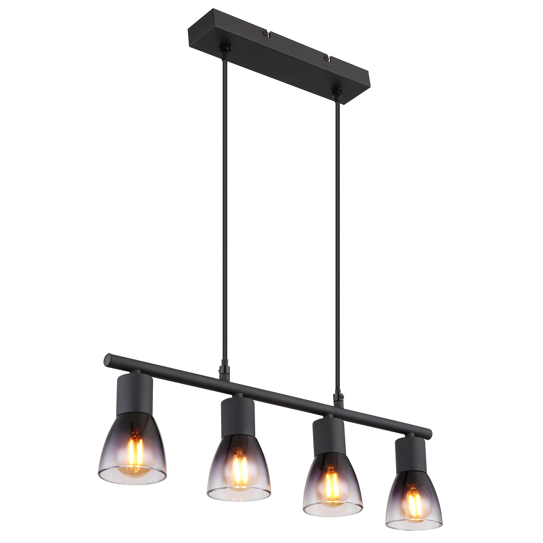 Pendelleuchte - schwarz matt - 4-flammig - 120 cm
