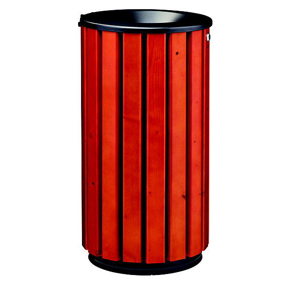 Corbeille à poser ou à fixer zeno access - 80l - lattes bois / avec couvercle entonnoir gris manganese