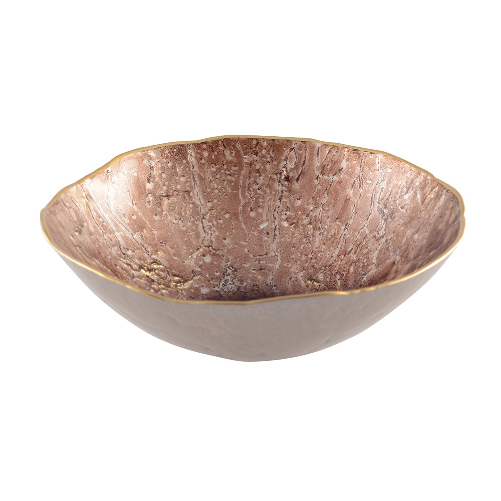 Bol marron avec bord dore 20cm