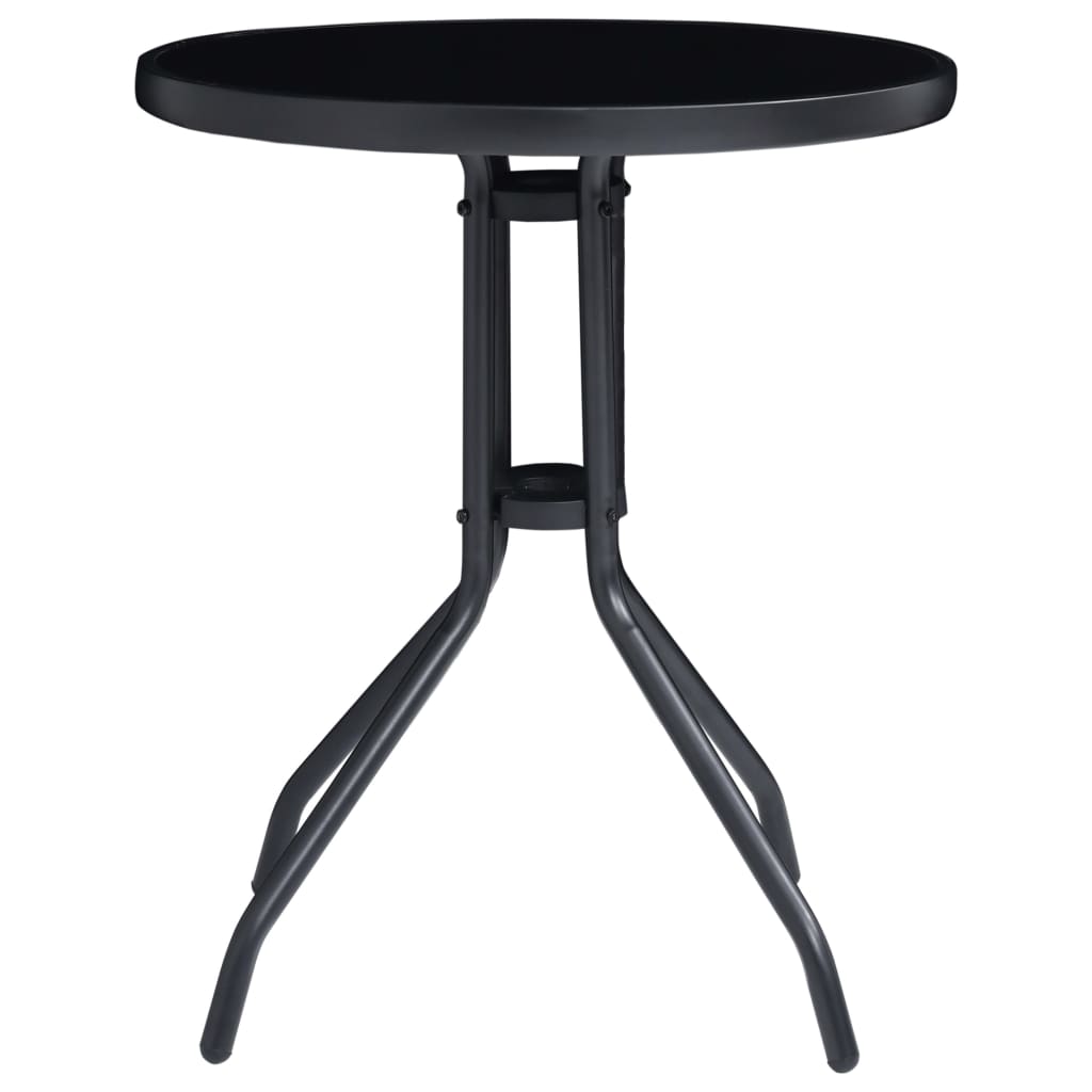 Mobilier de bistro 3 pièces aluminium et textilène noir