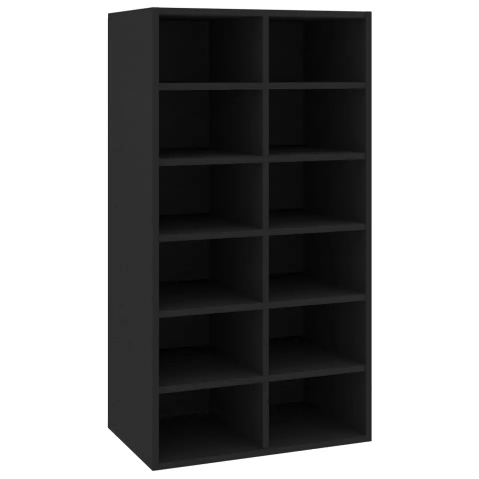 vidaXL - Schoenrek - Zwart - Bewerkt hout