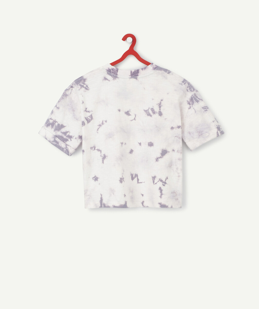 T-SHIRT COURT FILLE EN COTON BIO ET TIE AND DYE PARME