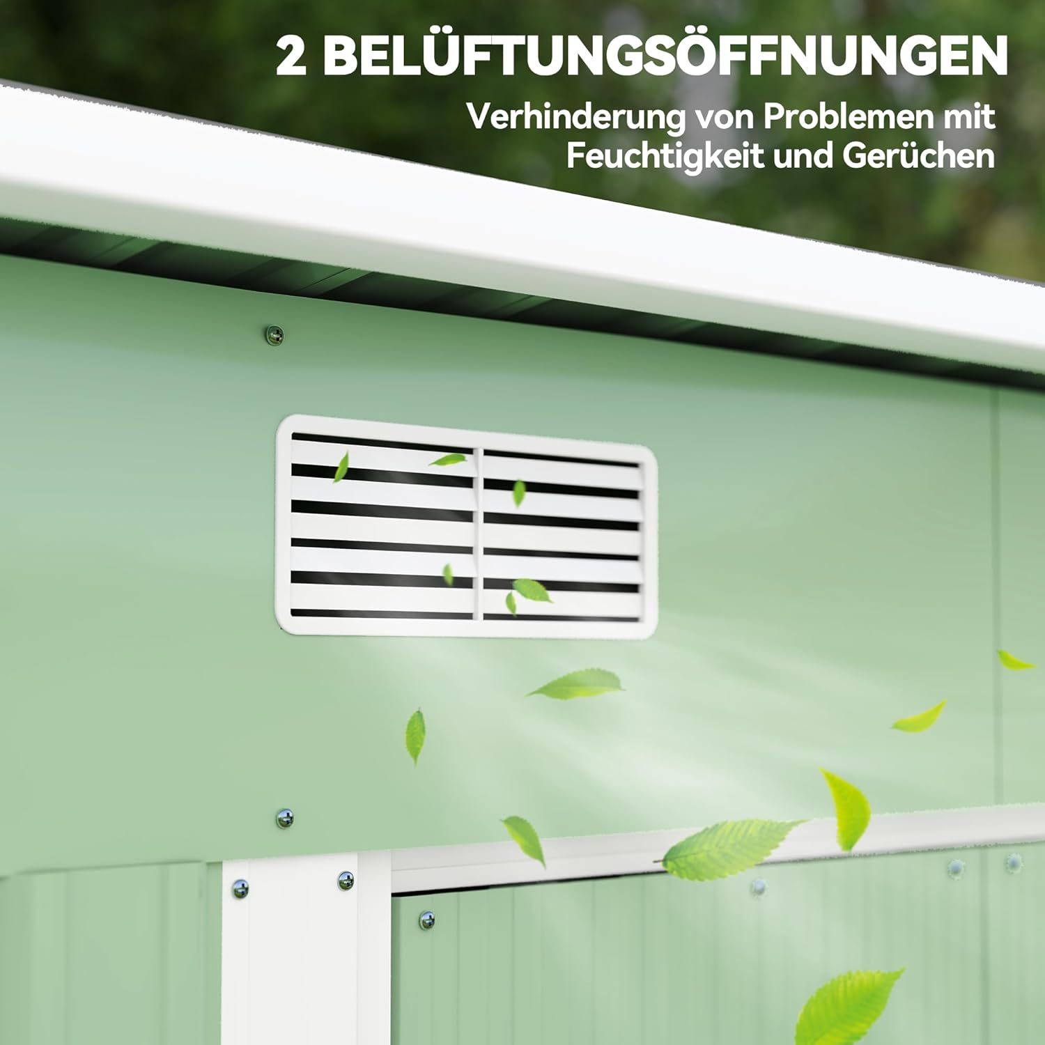 Outsunny Gerätehaus 2,3 m² 207 x 130 x 182 cm Metall Garten Schuppen mit Fenster Pultdach Schiebetüren Fundament wetterfest Geräteschuppen Outdoor Gartenhaus für Hinterhof Grün