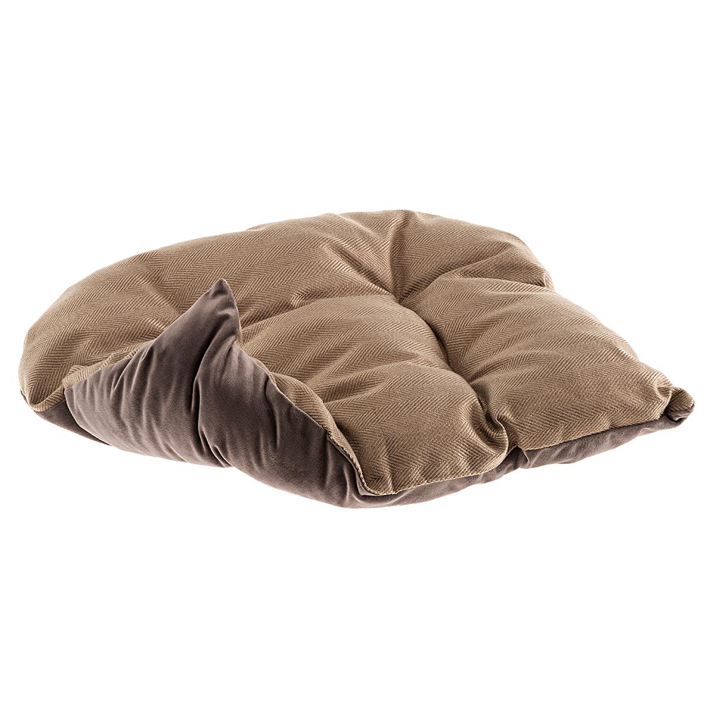 Couchage rembourré lit pour chiens et chats harris 65 lavable, avec coussin, tweed et velours, marron