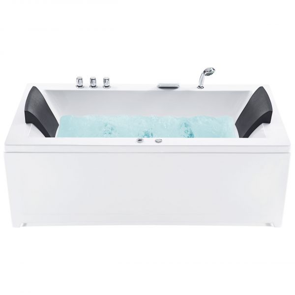 Beliani Banheira de Hidromassagem Branca Versão à Direita em Acrílico 183 X 90 cm com Iluminação led e Apoios para a Cabeça 183x90x66 - 4260580930494
