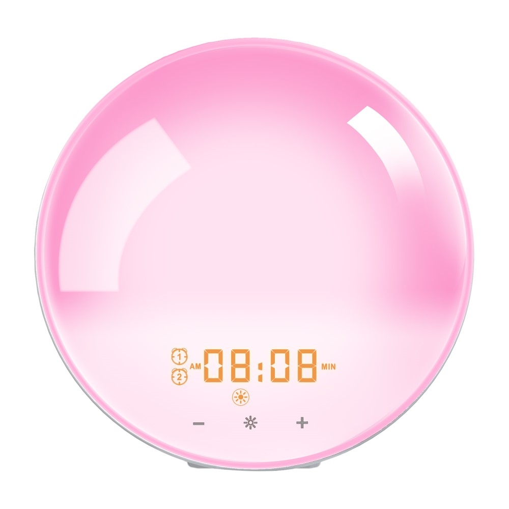 Smart Sunrise Wake Up Licht USB Wecker Sunset Nachtlicht FM Radio Tischuhr Touch Control - Weiss